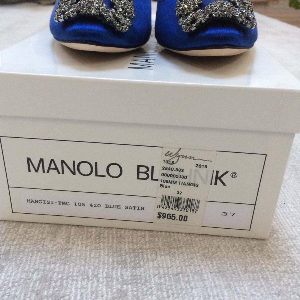 New blue Manolo Blahnik Hangisi pump, size 7 - Picture 4 of 8